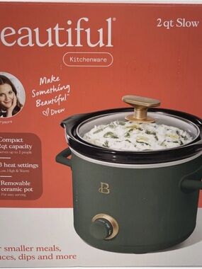 Beautiful Brand 2 Quart Slow Cooker Thyme Green by Drew Barrymore NIB
